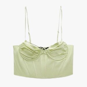 Zara Green Satin Corset Top